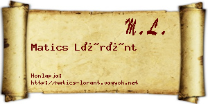 Matics Lóránt névjegykártya