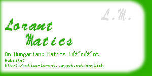 lorant matics business card